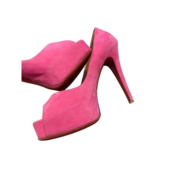 *BOGO FREE* Christian Louboutin Pink Prive Open Toe Velvet Pumps - Picture 9 of 12
